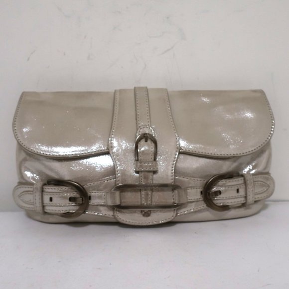 Jimmy Choo Tulita Clutch Silver Metallic Suede - Picture 3 of 12